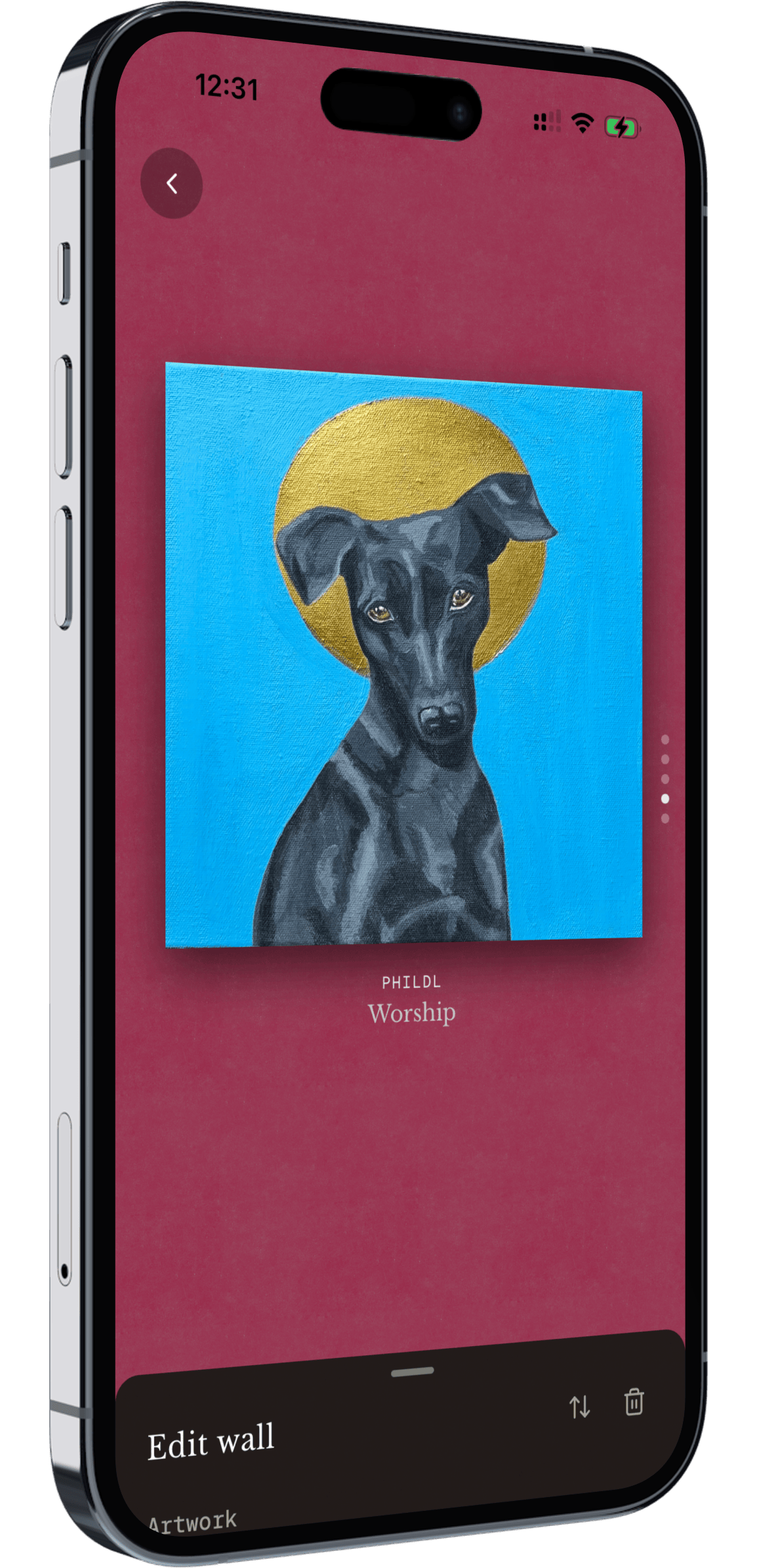 Same painting displayed on a rose wall tone